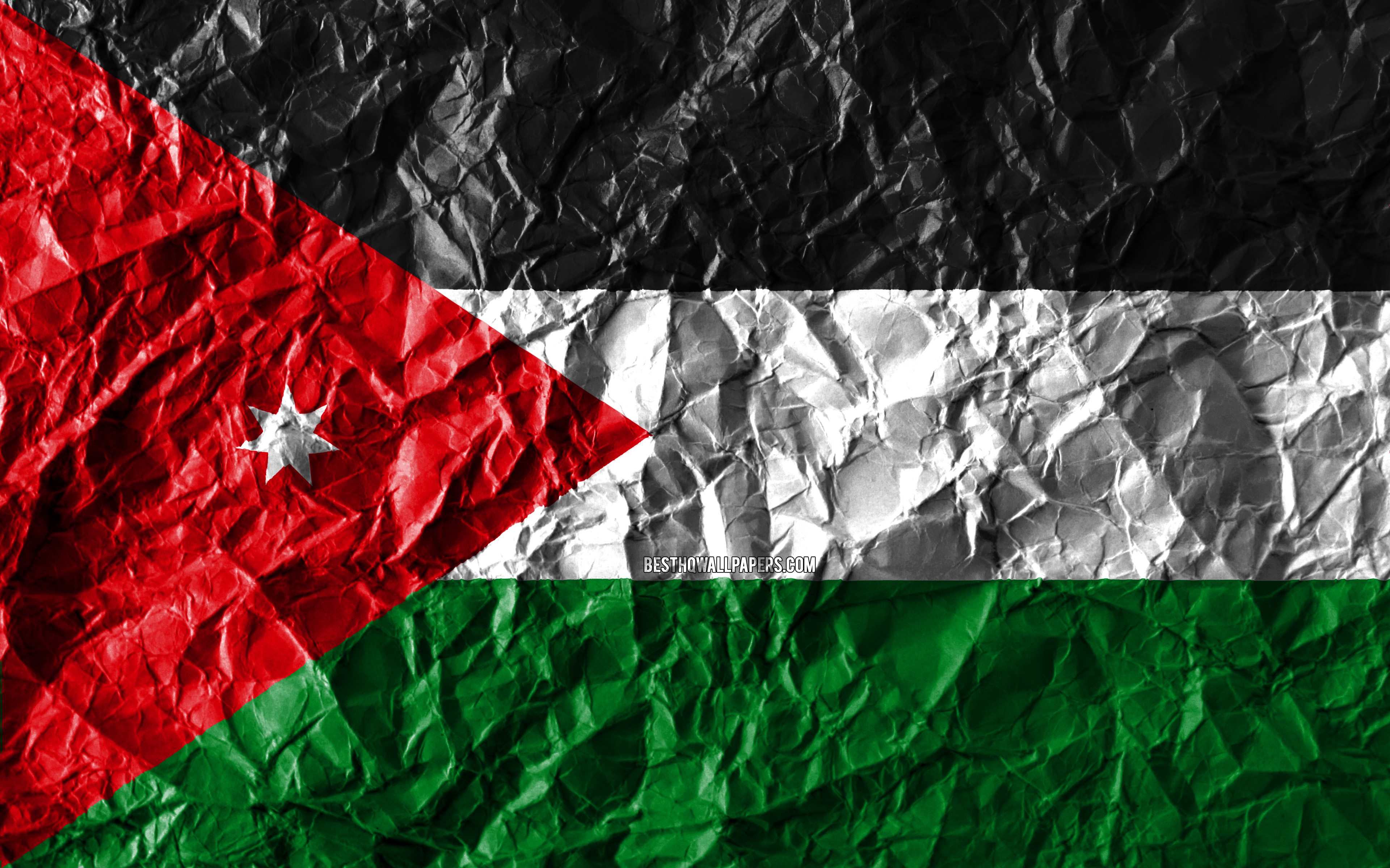Jordan Flag, 4k, Crumpled Paper, Asian Countries, Creative, - High Resolution Bahamas Flag - HD Wallpaper 