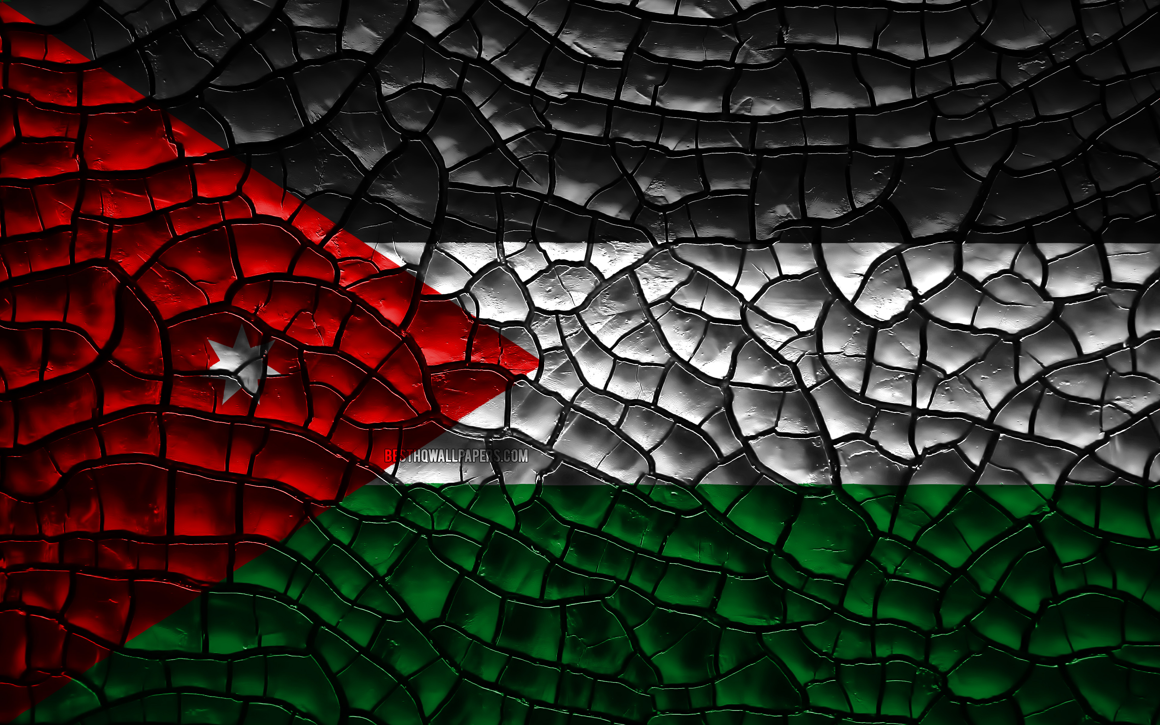 Flag Of Jordan, 4k, Cracked Soil, Asia, Jordan Flag, - Net - HD Wallpaper 