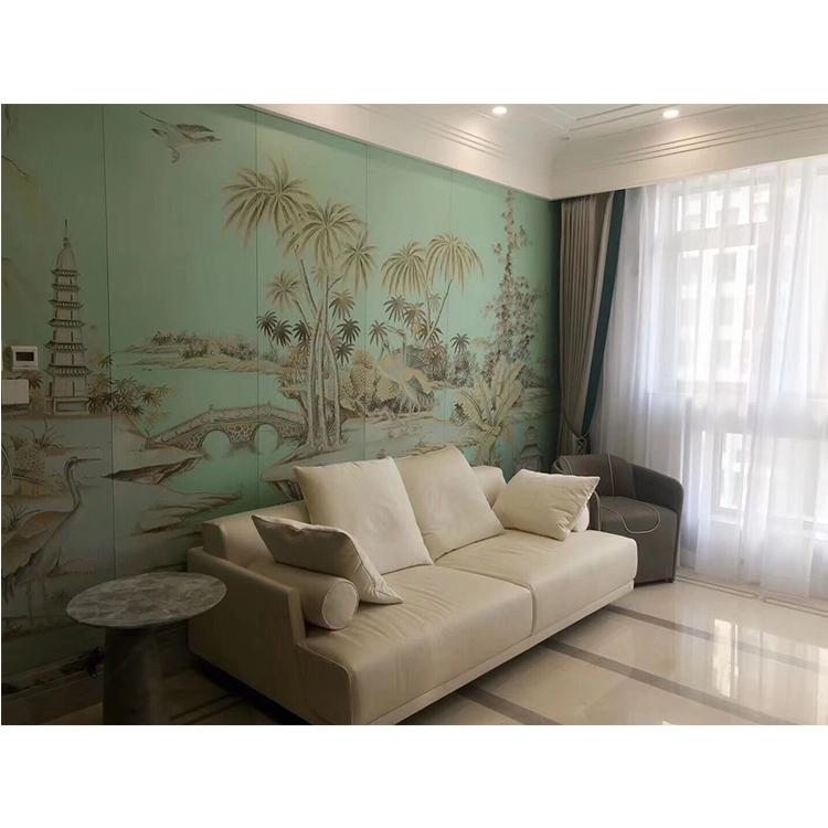 Hand Painted Landscape Wallpaper Silk Wallpaper - Studio Couch - HD Wallpaper 