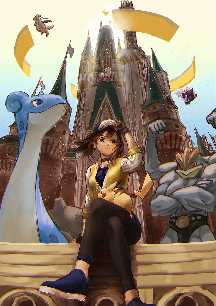 Gengar, Dragonite, Anime, Long Hair, Anime Girls, Lapras, - HD Wallpaper 