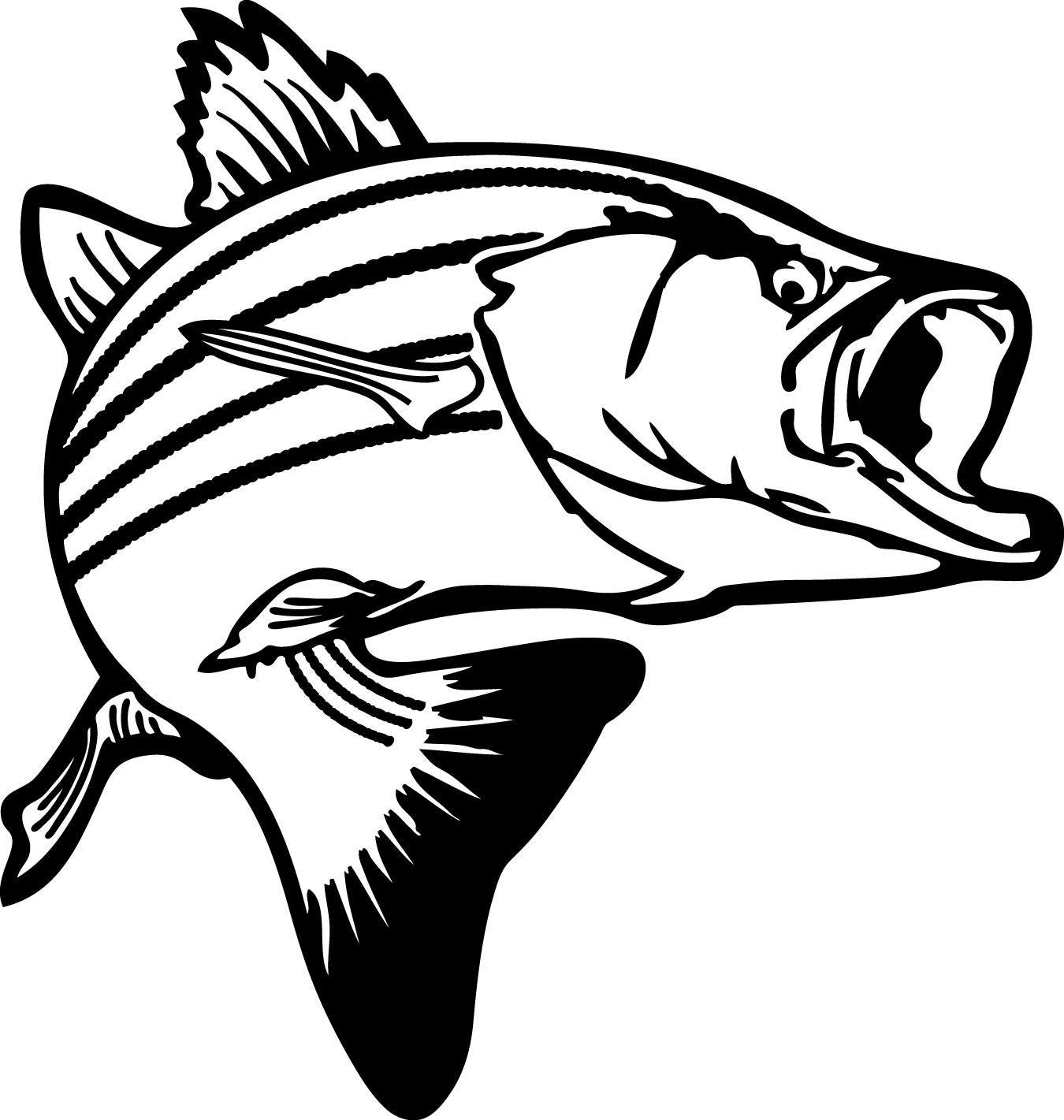 Jumping Bass Fish Clip Art Free Clipart Images - Fish Clip Art Black And White - HD Wallpaper 