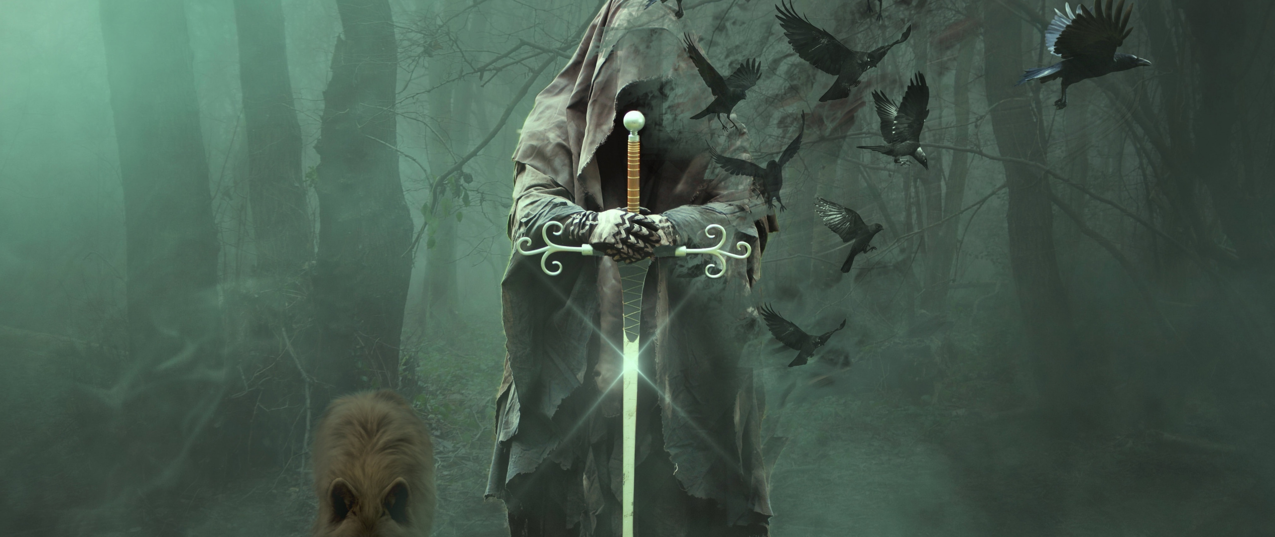 Magician, Warrior With Sword, Fantasy, Wolf, Mystical, - Iphone Warrior - HD Wallpaper 