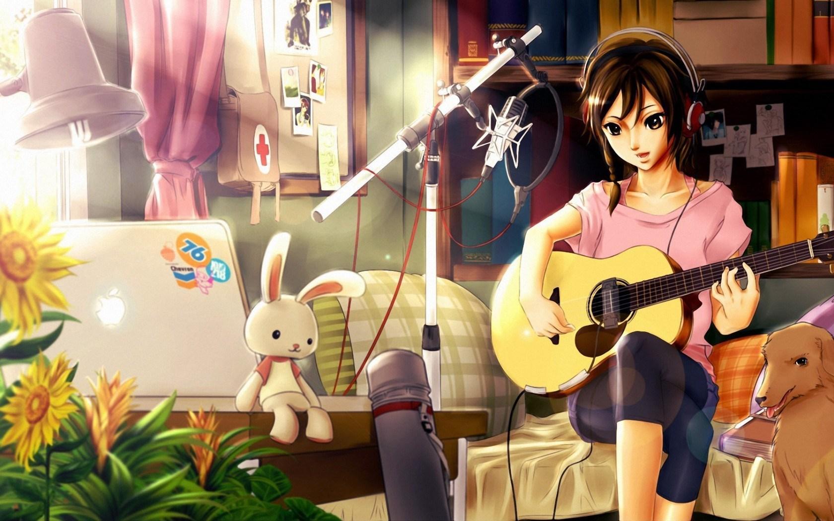 Art Girl Guitar - Girl With Guitar Art - HD Wallpaper 