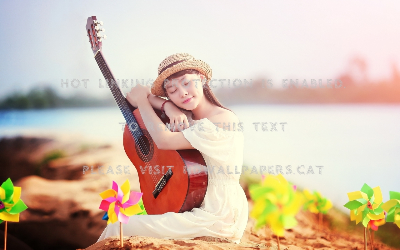 Woman Playing The Guitar Girl Music People - Guitar Playing Girl Hd - HD Wallpaper 