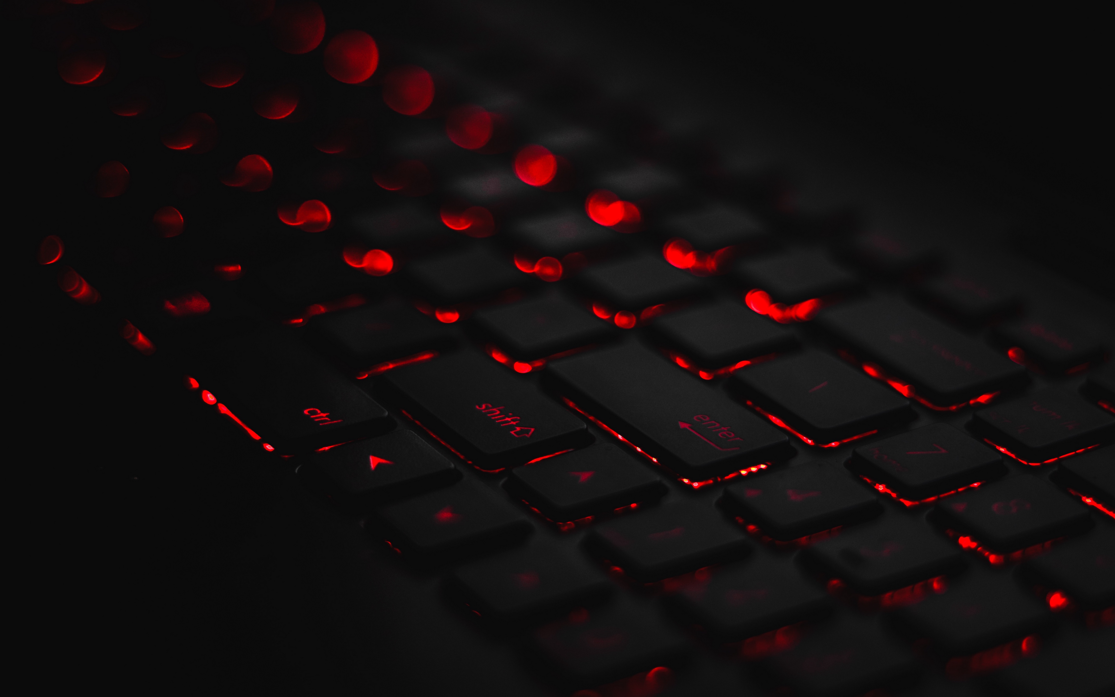 Wallpaper Keyboard, Backlight, Red, Glare, Bokeh - Darkness - HD Wallpaper 