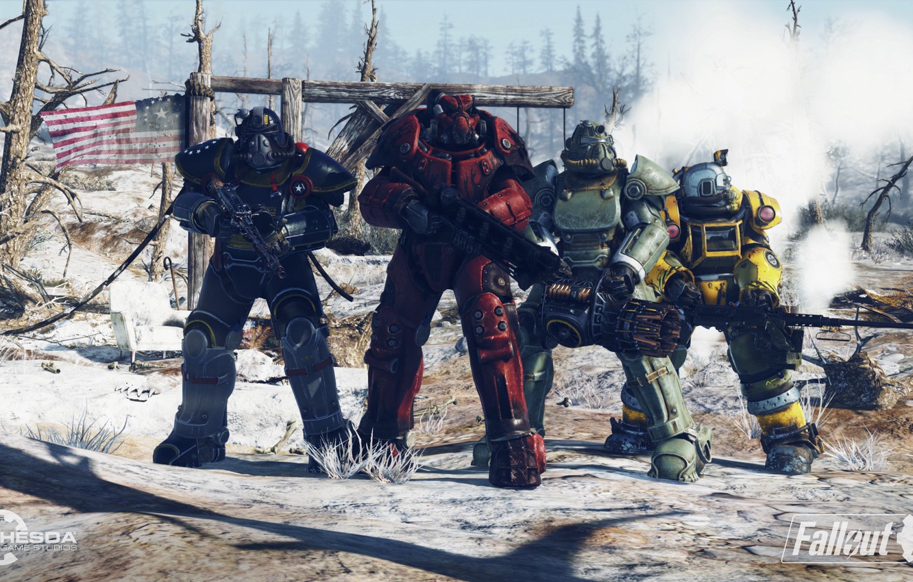 Photo Wallpaper Weapons, Armor, Fallout, Bethesda Softworks, - Fallout 76 Tricentennial Power Armor Customization - HD Wallpaper 