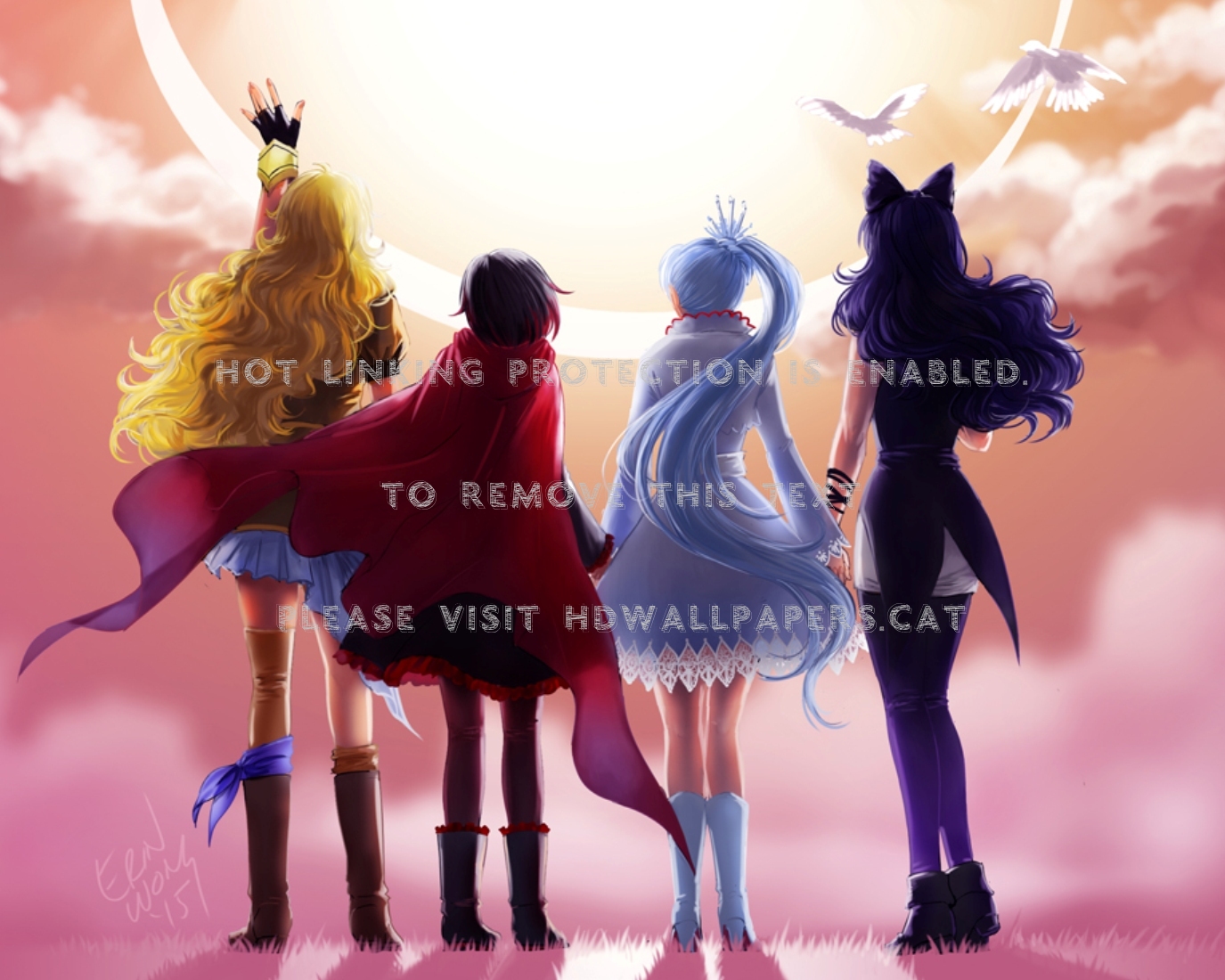 R W B Y Blakce Belladonna Blond Ruby Weiss - Rwby Monty Oum Fan Art - HD Wallpaper 