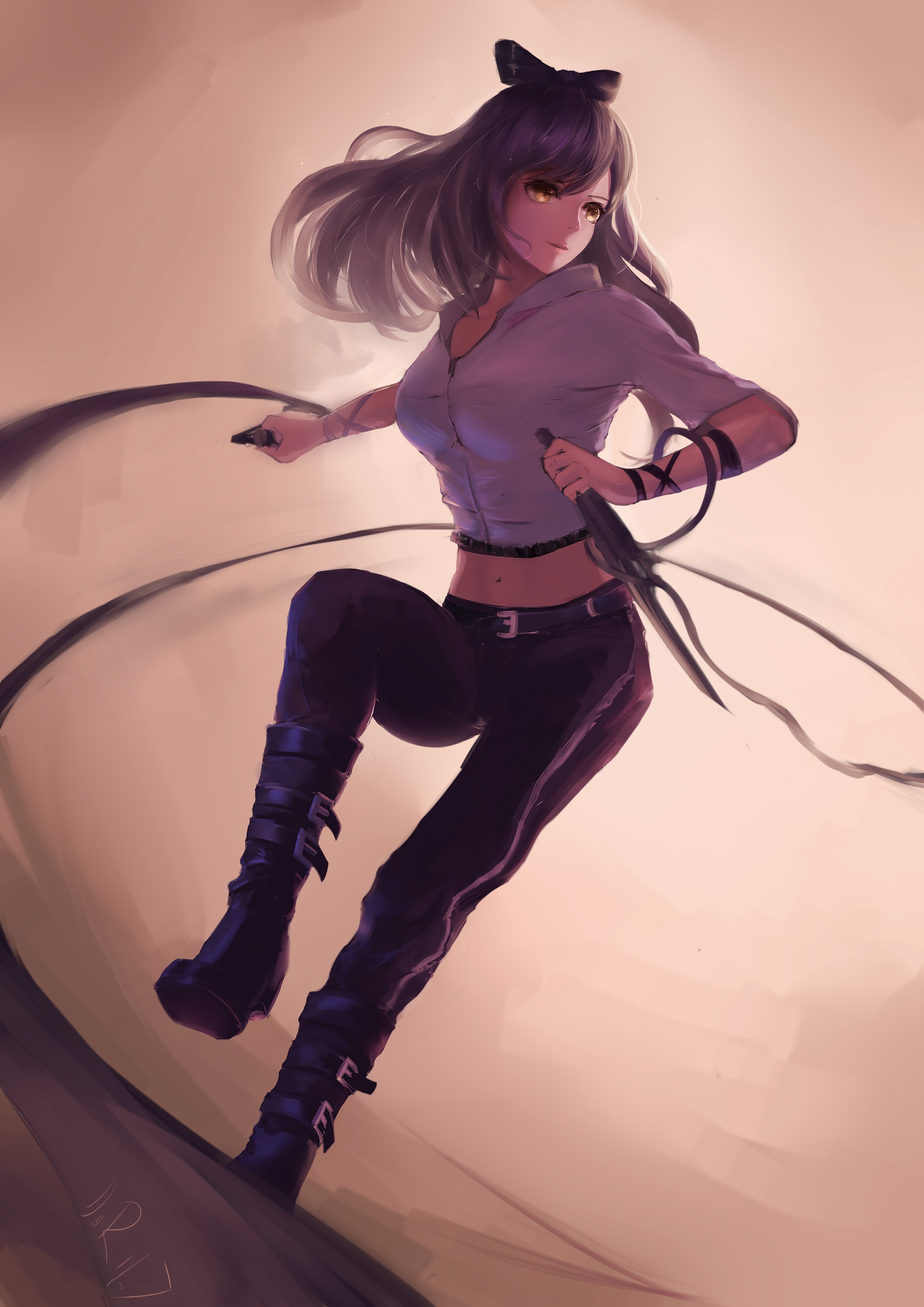 Anime Girls With Purple Hair And Yellow Eyes - HD Wallpaper 