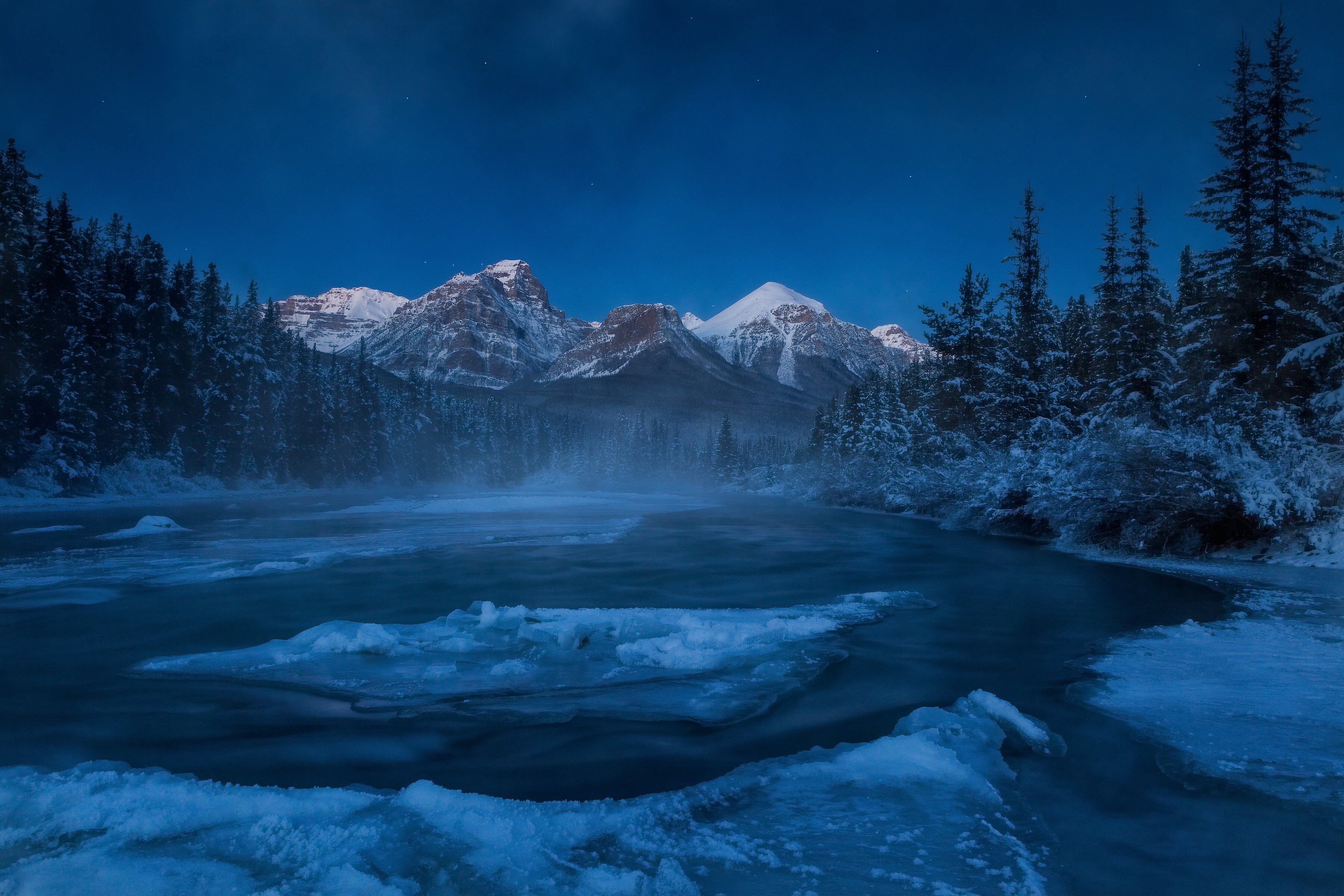 Rocky Mountains Alberta Winter - HD Wallpaper 