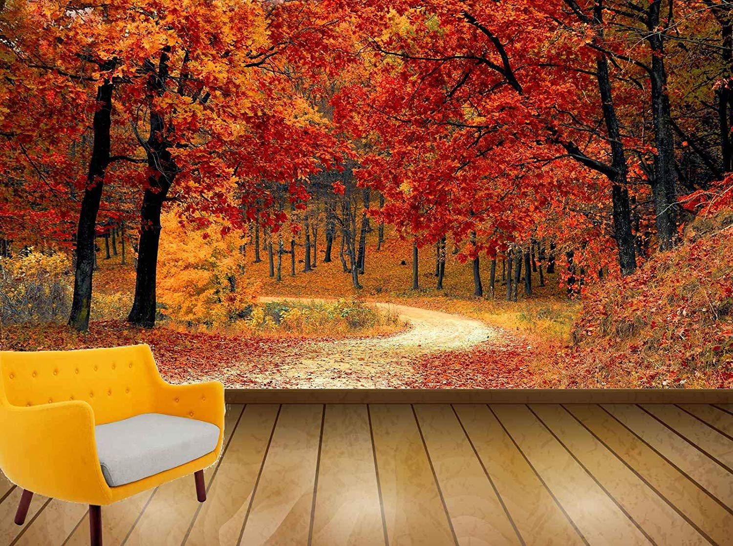 Birch Trees Autumn Painting - HD Wallpaper 
