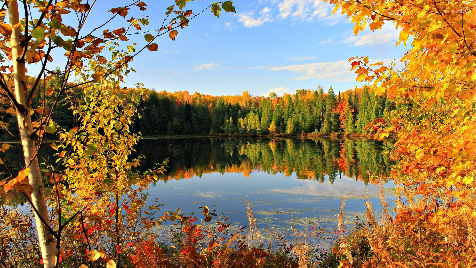 Fall Desktop Backgrounds Lake - HD Wallpaper 