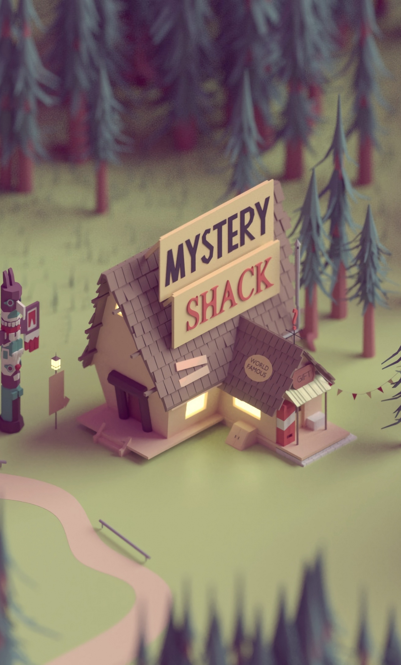 House, Forest, Tv Show, Gravity Falls, Wallpaper - Low Poly Gravity Falls - HD Wallpaper 
