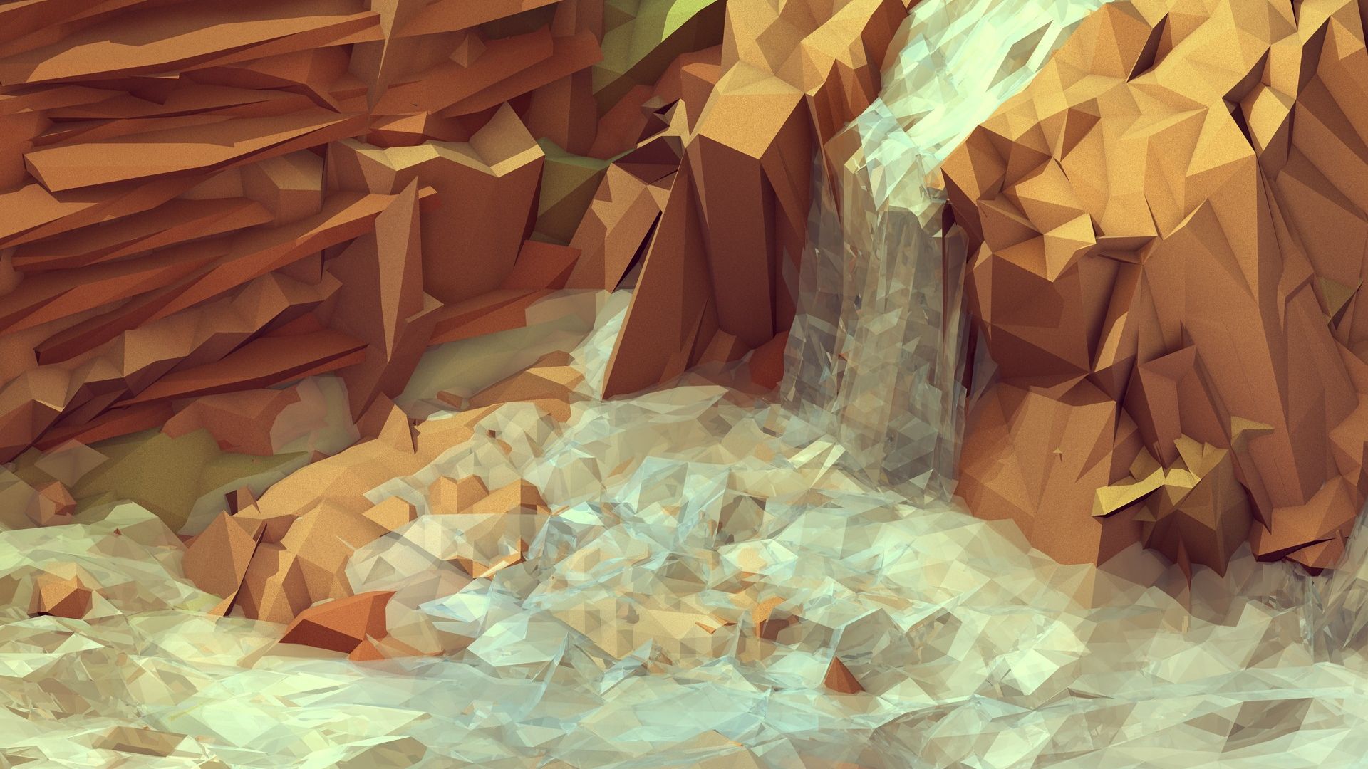 Waterfall On Rocks Hd Wallpaper - Low Poly Iphone 6 - HD Wallpaper 