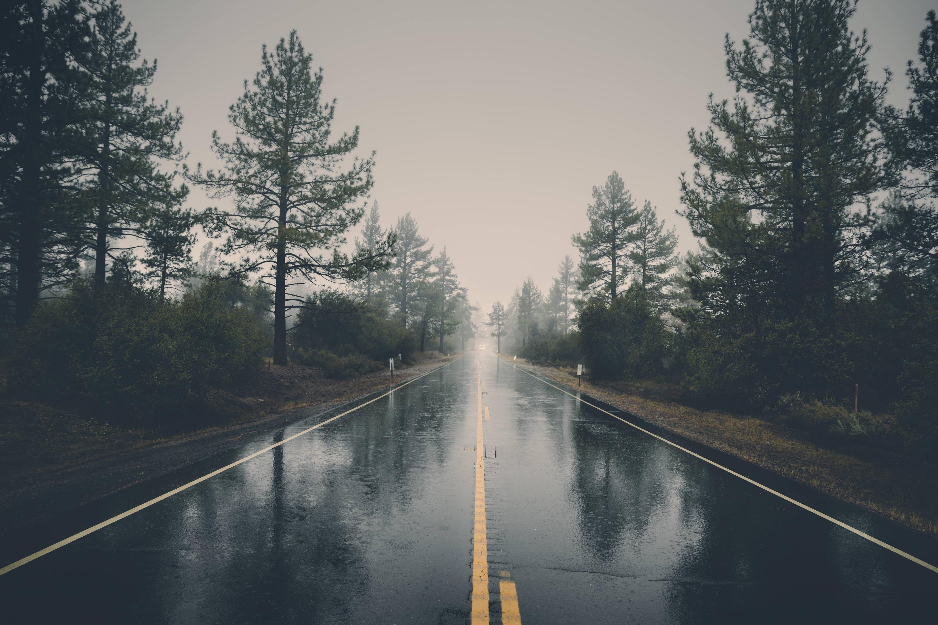 Rain Road - HD Wallpaper 