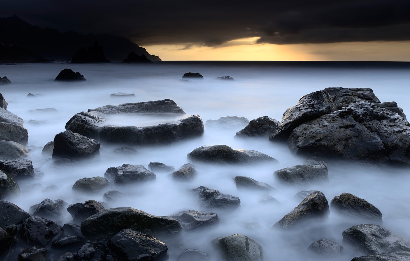 Photo Wallpaper Sea, The Sky, Landscape, Clouds, Nature, - Boulder - HD Wallpaper 