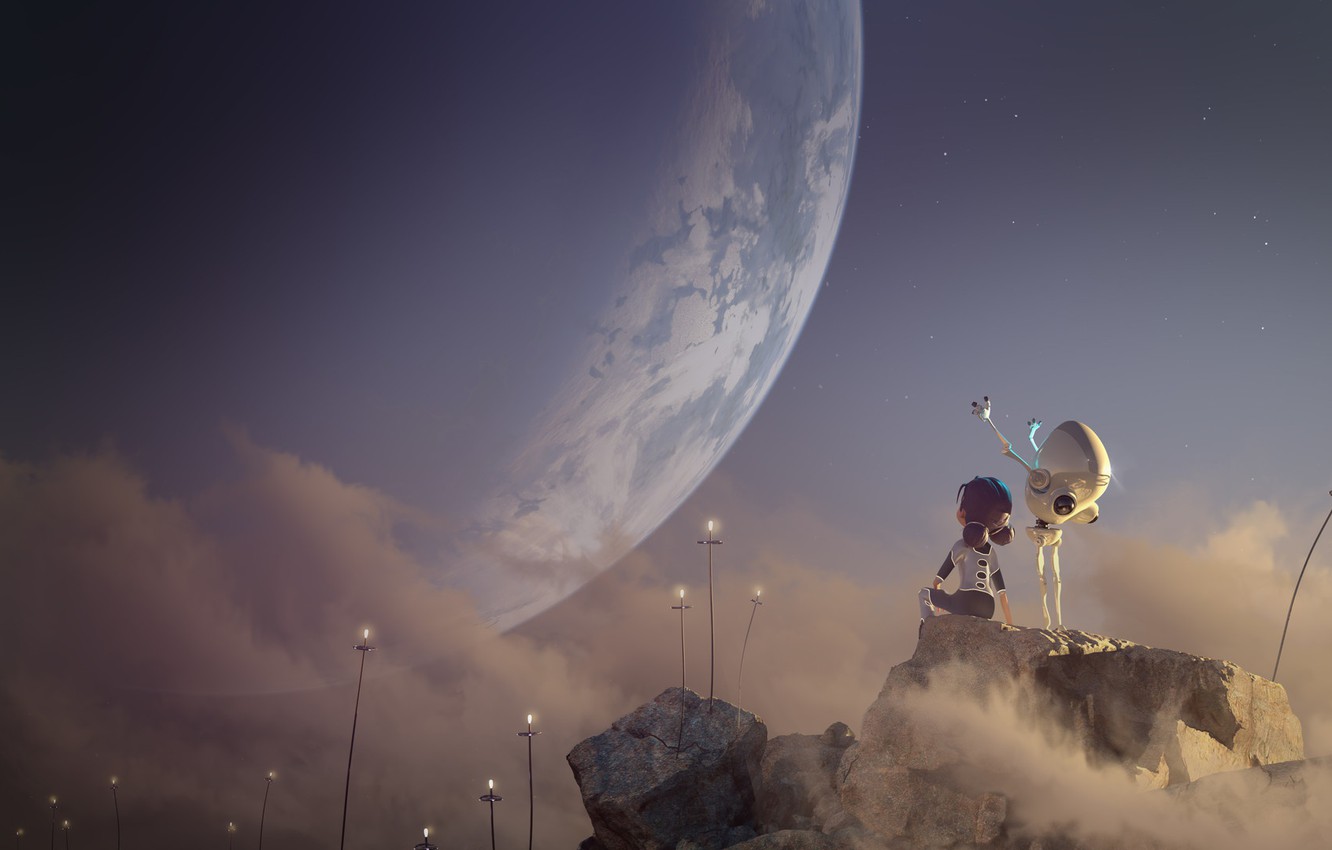 Photo Wallpaper Rendering, Fiction, Planet, Art, Android, - Фантастический Картинки Других Планет - HD Wallpaper 