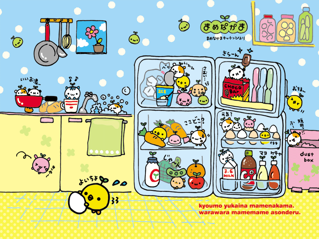 Kawaii Desktop Backgrounds - Food In Kitchen Cartoon - HD Wallpaper 