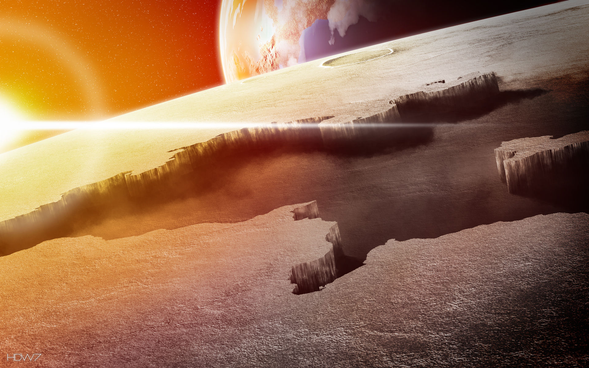Ice On A Planet At Sunrise 3d Wallpaper - Outer Space - HD Wallpaper 