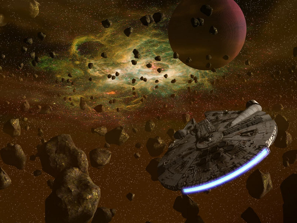 Millennium Falcon Star Wars Asteroid Field - HD Wallpaper 