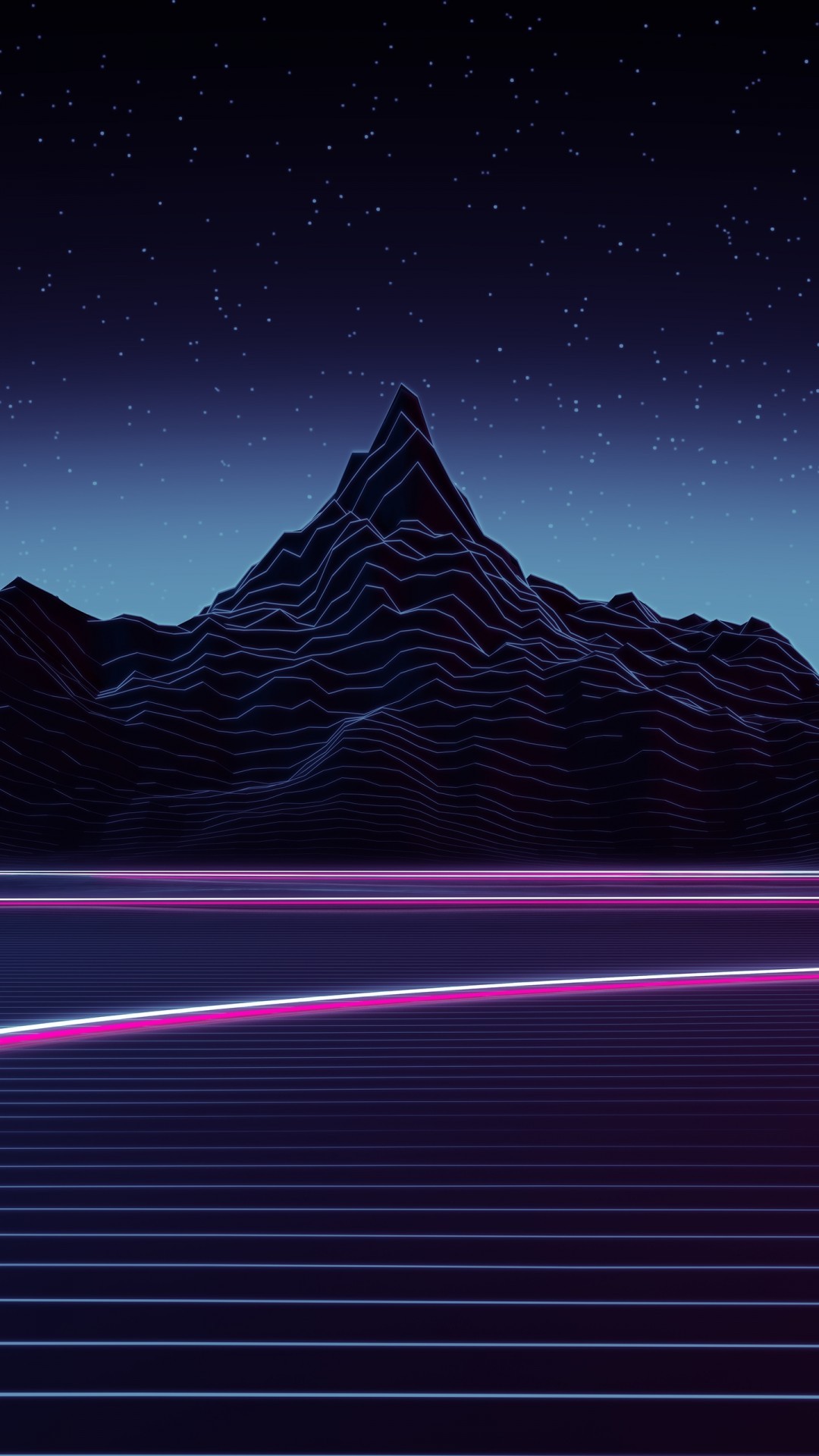 Synthwave, Landscape, Neon Light, Mountain, Retrowave - Neon Synthwave Wallpaper Iphone - HD Wallpaper 