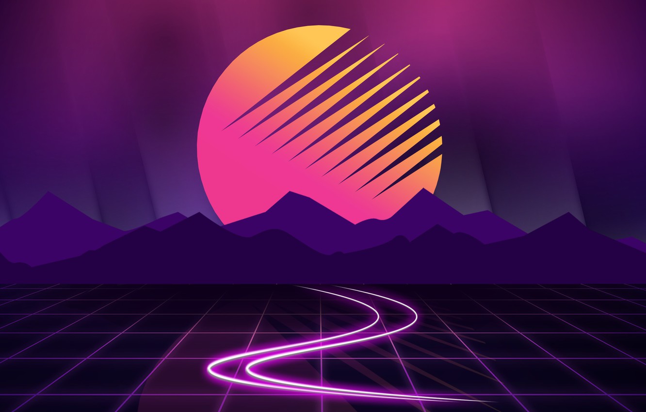 Photo Wallpaper The Sun, Mountains, Music, Star, Background, - Retro Wave - HD Wallpaper 