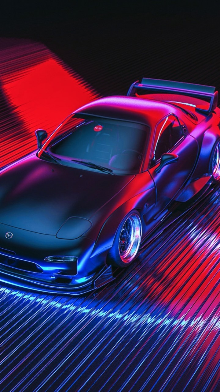 Mazda Neon Lights Racing Cars Artwork Digital Art Car Neon Digital Art 720x1280 Wallpaper Teahub Io