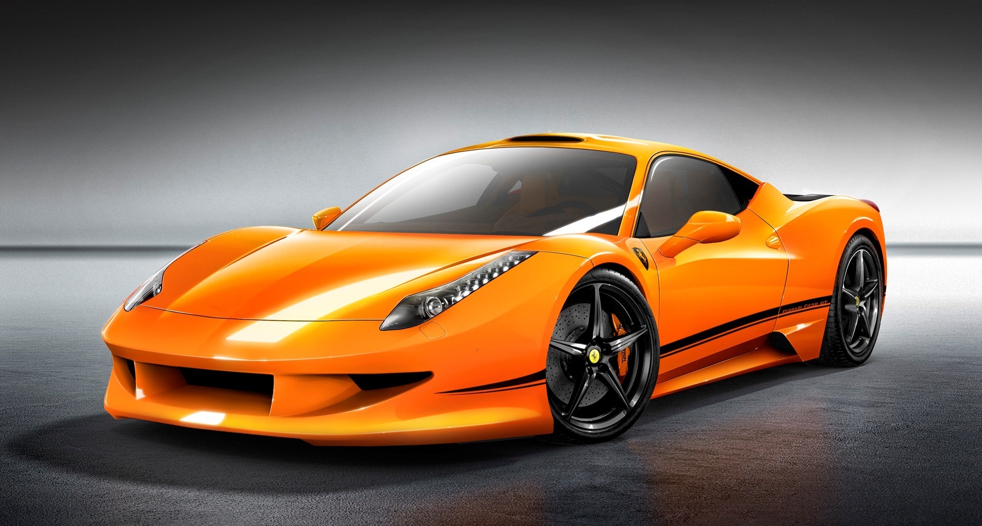 Black And Gold Exotic Cars 21 Desktop Background - Ferrari Car Orange Colour - HD Wallpaper 