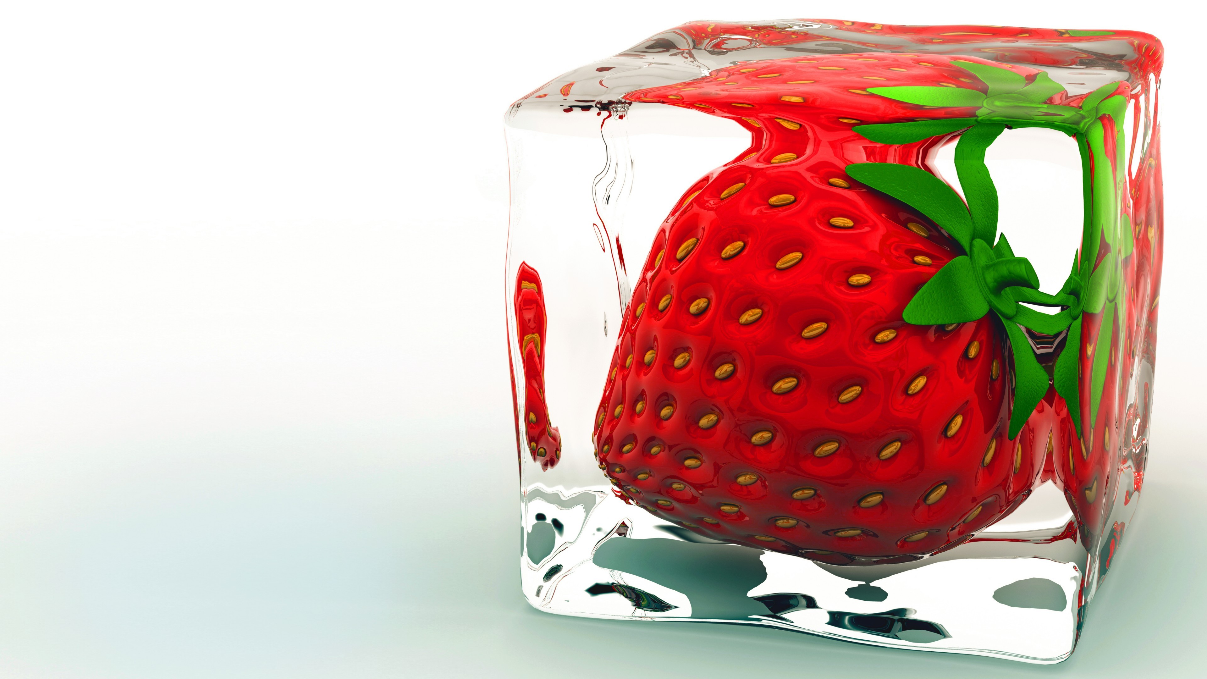 Strawberry, Ice Cube, Fruit - Ice Cube Strawberry - HD Wallpaper 