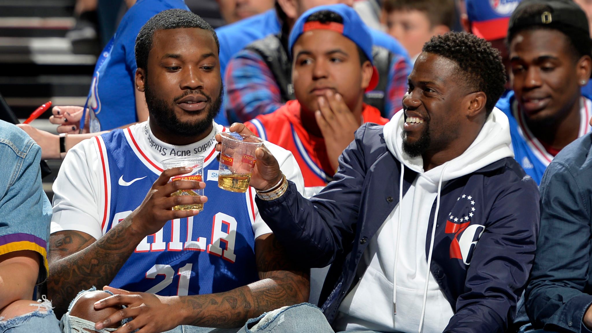 Mill And Hart Celebrate With A Drink Courtside At The - Meek Mill Net Worth 2019 - HD Wallpaper 