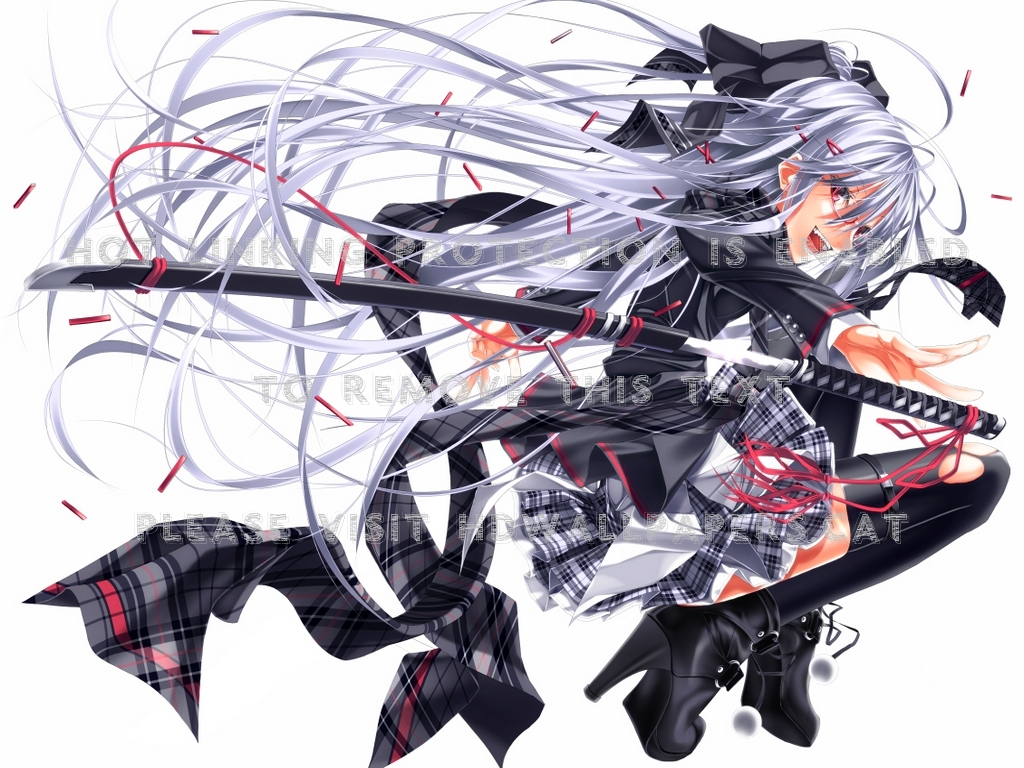 Badass Girl Heals Sword Katana Cute Red Doa - Grey Hair Girl With Sword Anime - HD Wallpaper 