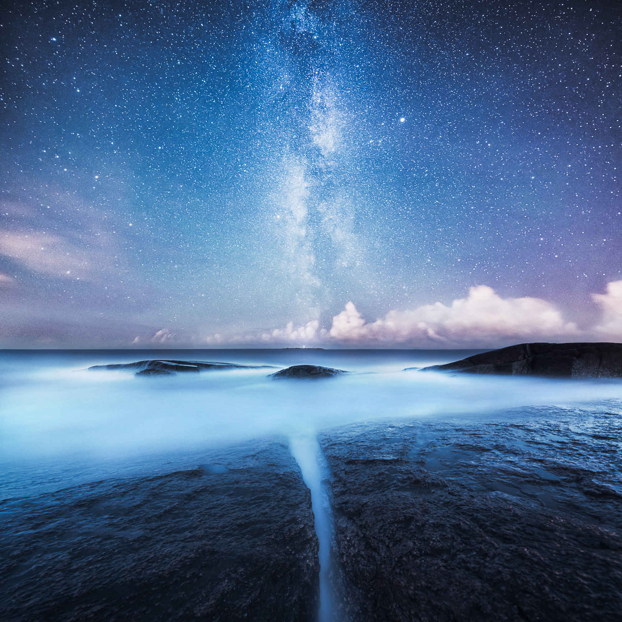 Wallpaper Starry Sky, Milky Way, Shore, Night - HD Wallpaper 