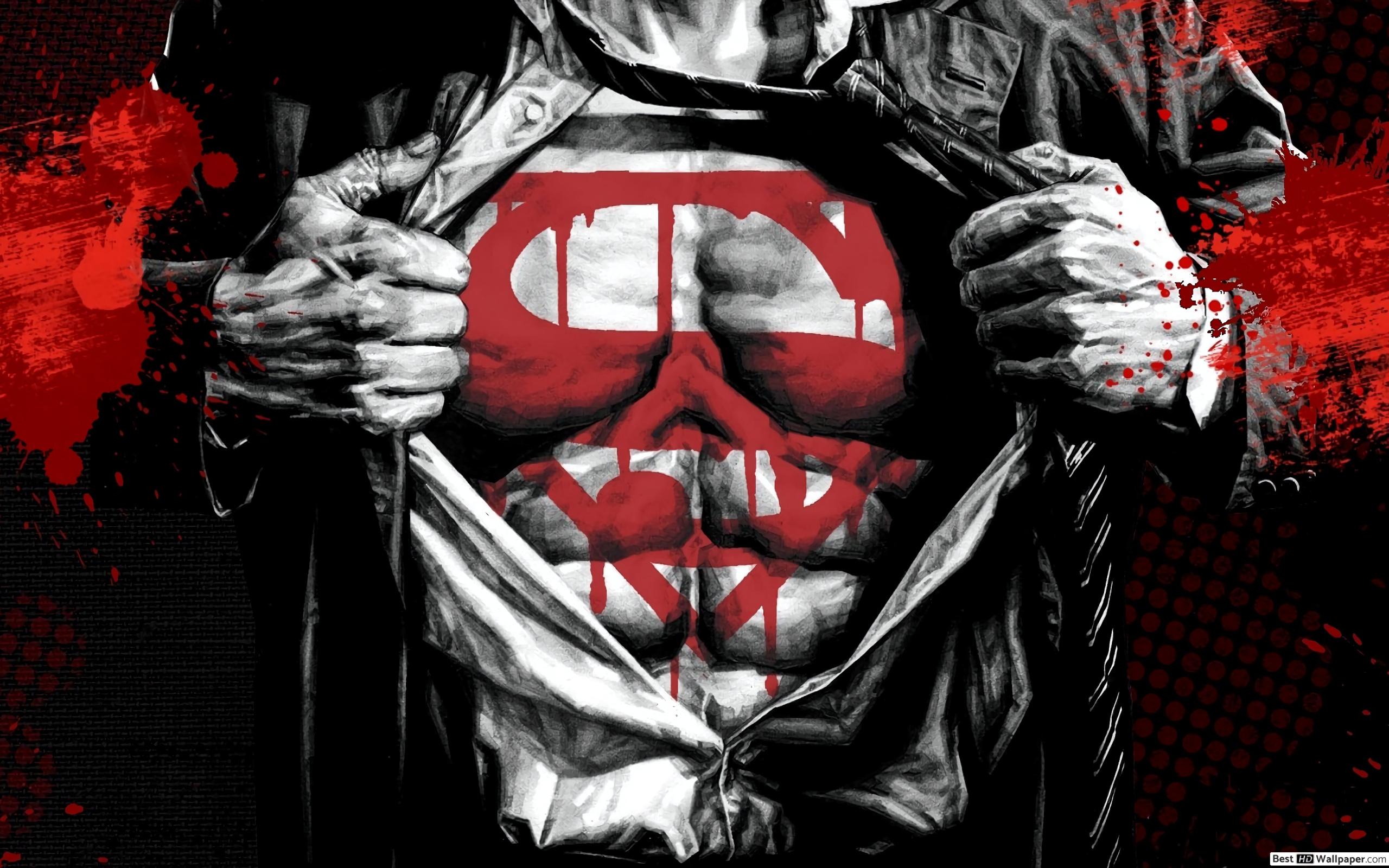 Superman Black And White Red - HD Wallpaper 