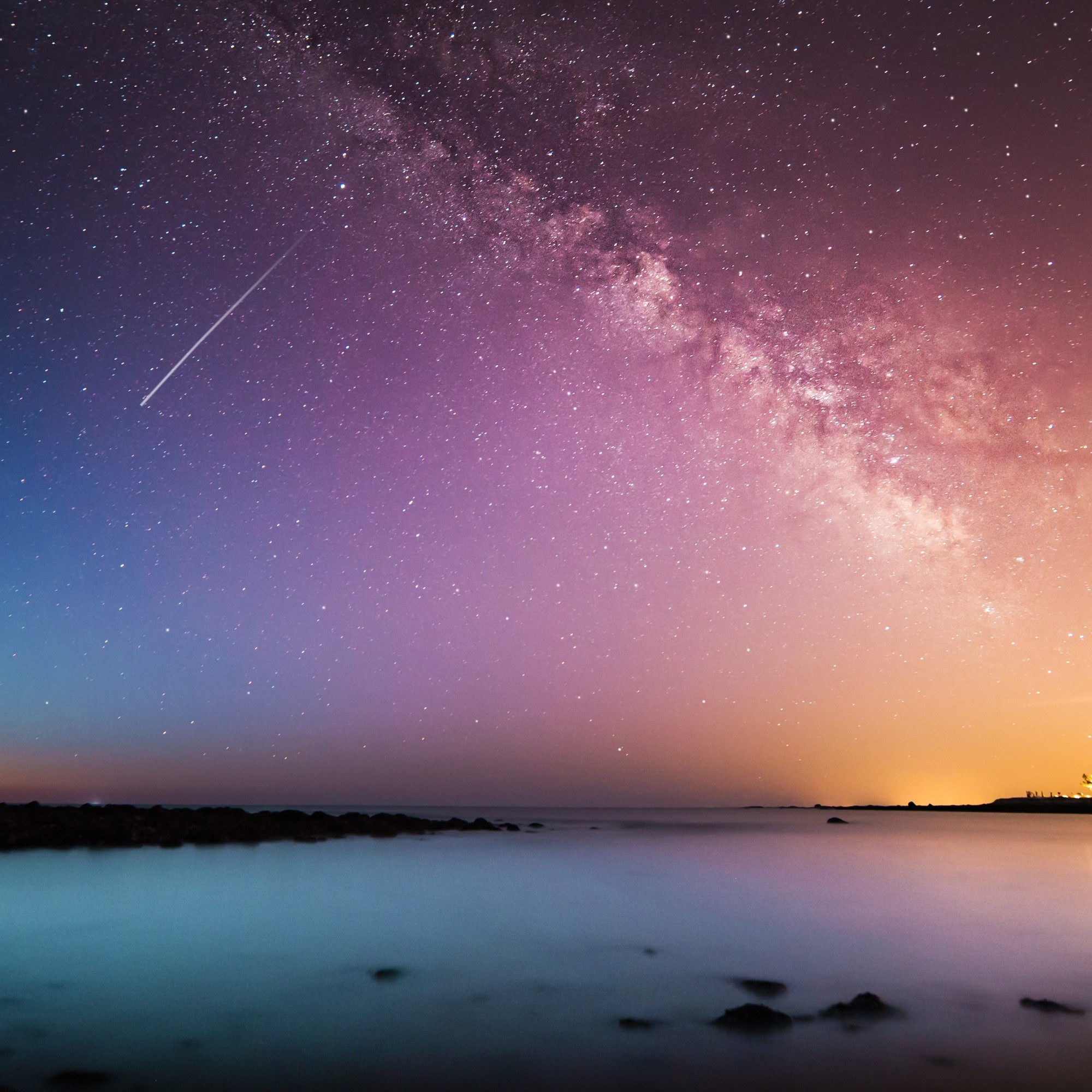 Starry Sky, Night, Scenic, Reflection - Iphone Wallpaper 4s - HD Wallpaper 