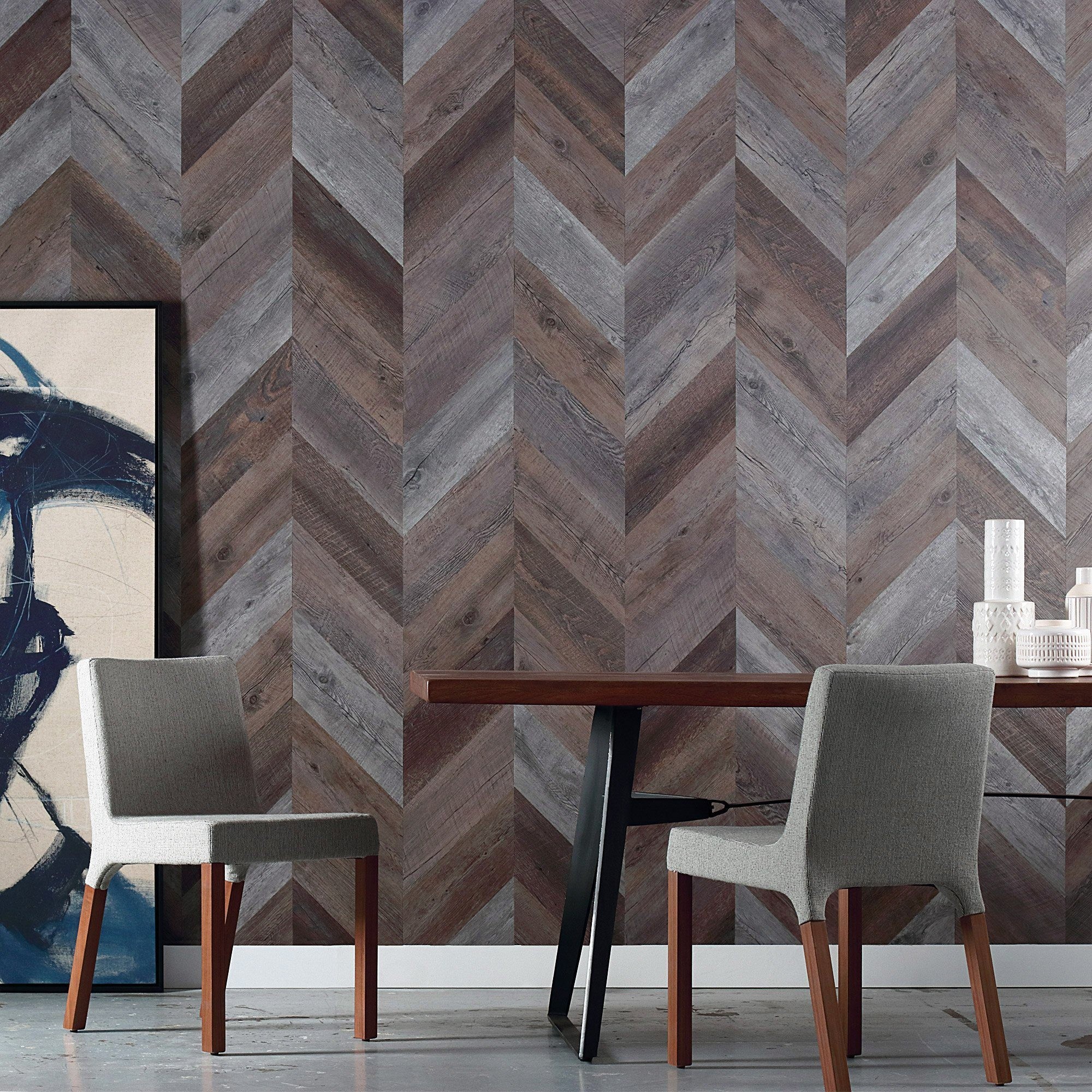 Old Wood Look Wallpaper - Herringbone Barn Wood Wall - HD Wallpaper 