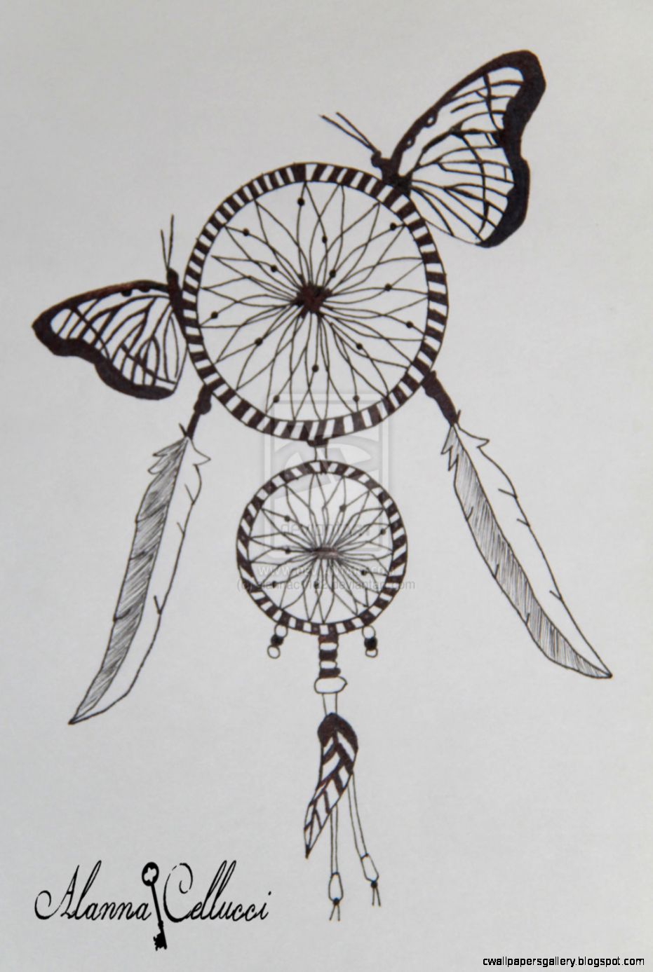 Dreamcatcher Drawing Tumblr Wallpapers Gallery - Simple Cute Dream Catcher Drawing - HD Wallpaper 