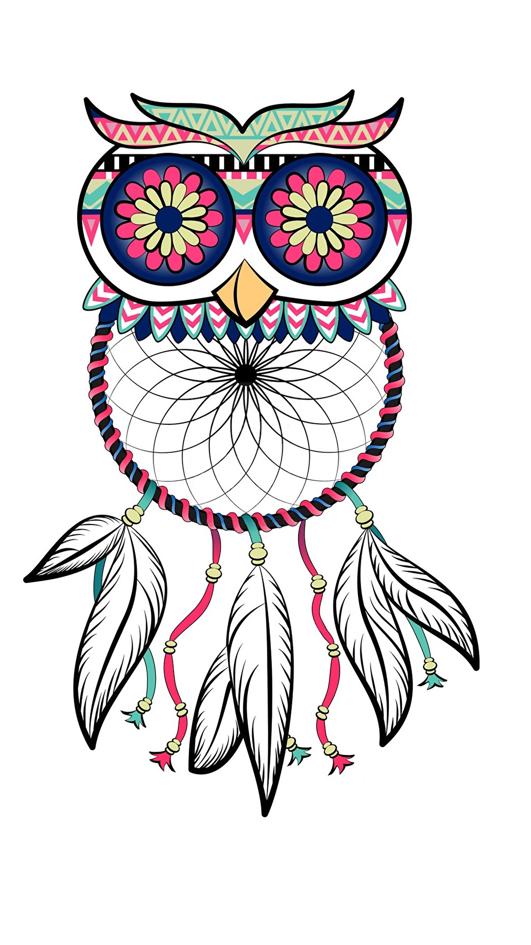 Easy Owl Dream Catcher Drawing - HD Wallpaper 