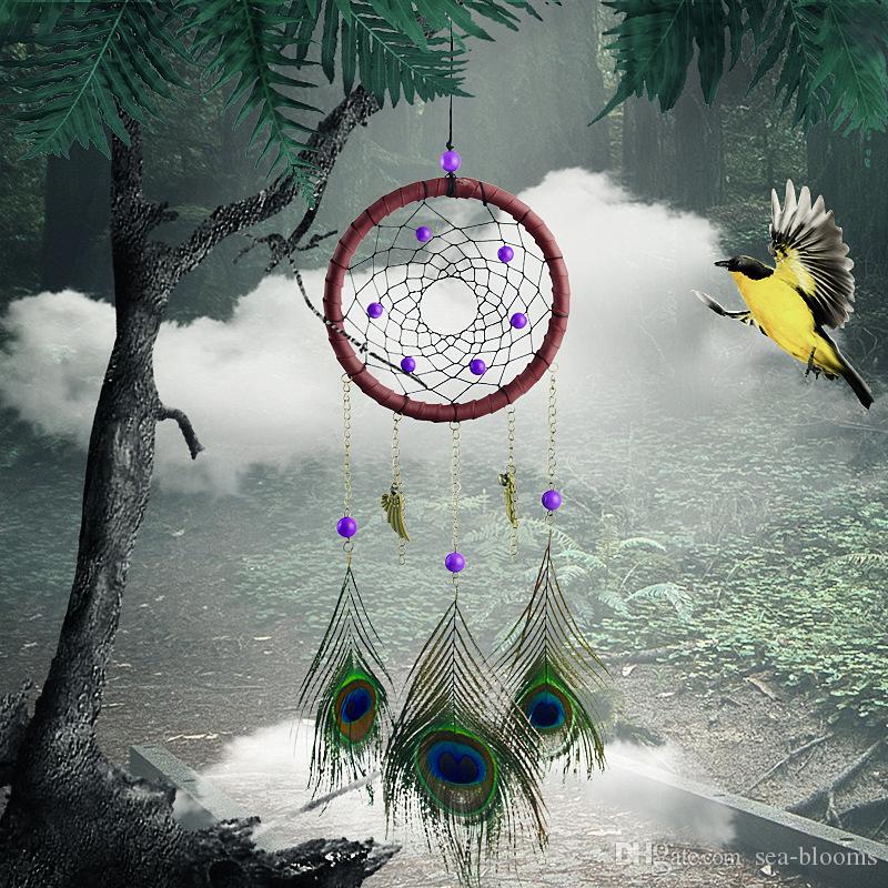 Atrapasueños Hecho A Mano Con Cuentas Pavo Real Pluma - Dream Catcher Peacock Feather - HD Wallpaper 