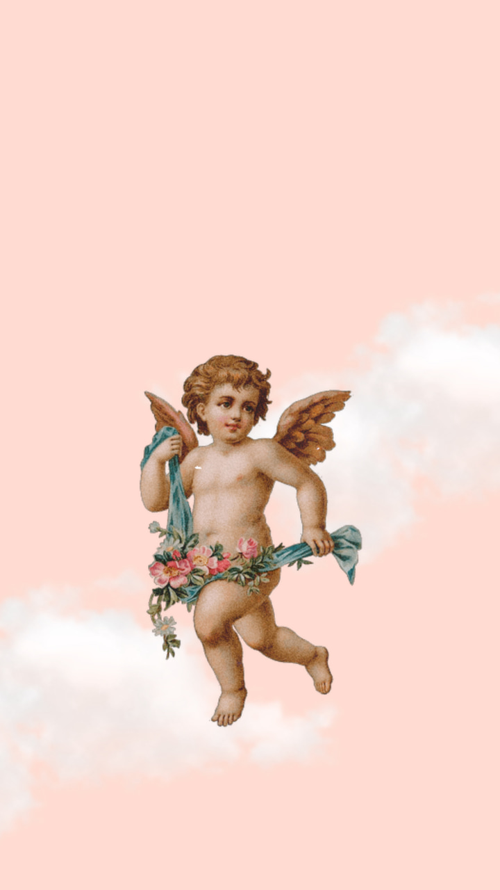 Angel, Wallpaper, And Cloud Image - Cherub Baby Angel Painting - HD Wallpaper 