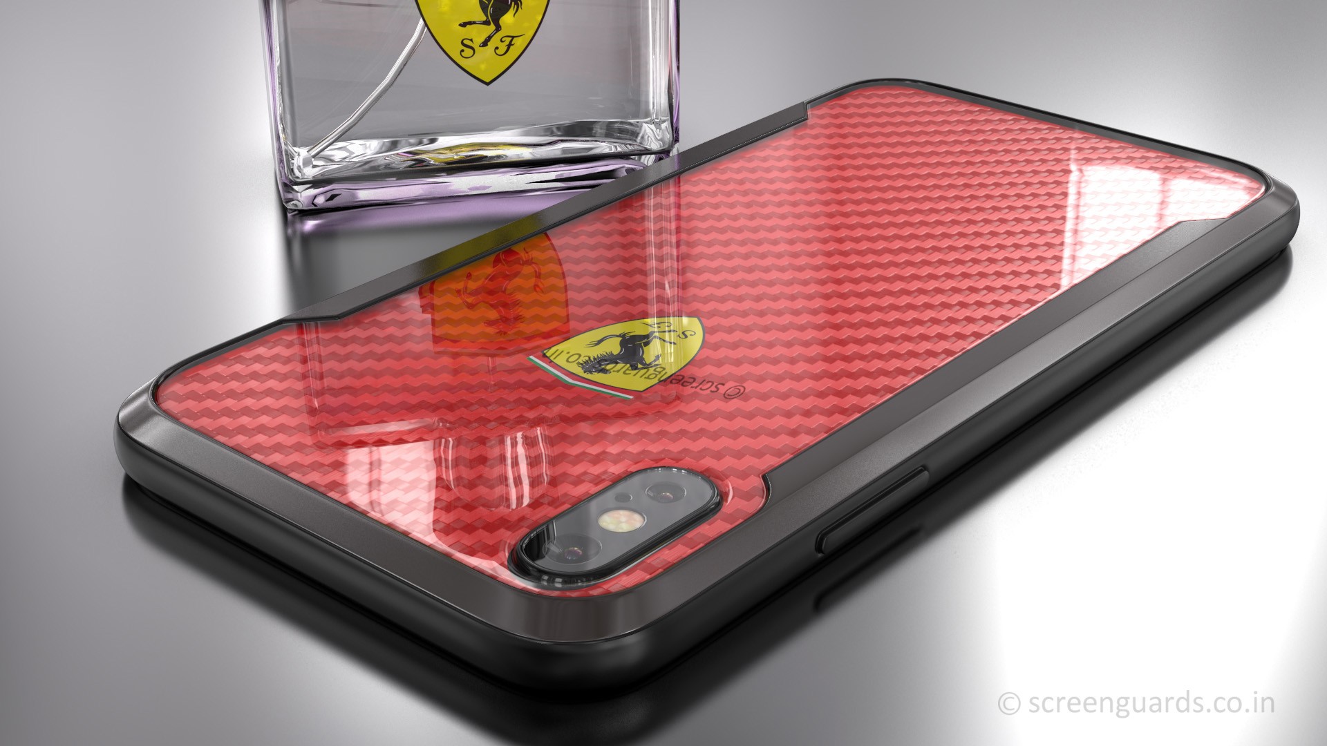 Ferrari ® Iphone X Aperta Ultra-thin With Carbon Fiber - Ferrari Logo Wallpaper Iphone X - HD Wallpaper 