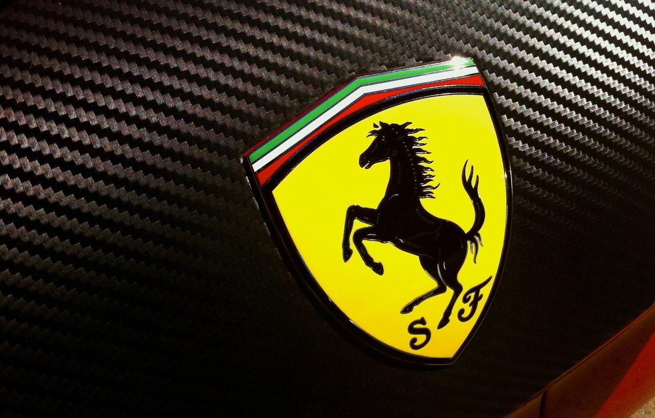 Photo Wallpaper Logo, Emblem, Carbon, Ferrari, Ferrari, - Ferrari Logo Carbon Fiber - HD Wallpaper 