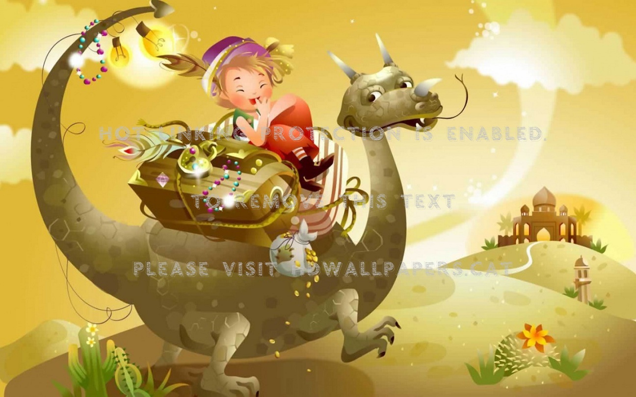 Dino Ride Cute Dinosaur Fantasy Cartoon - 童话 世界 - HD Wallpaper 