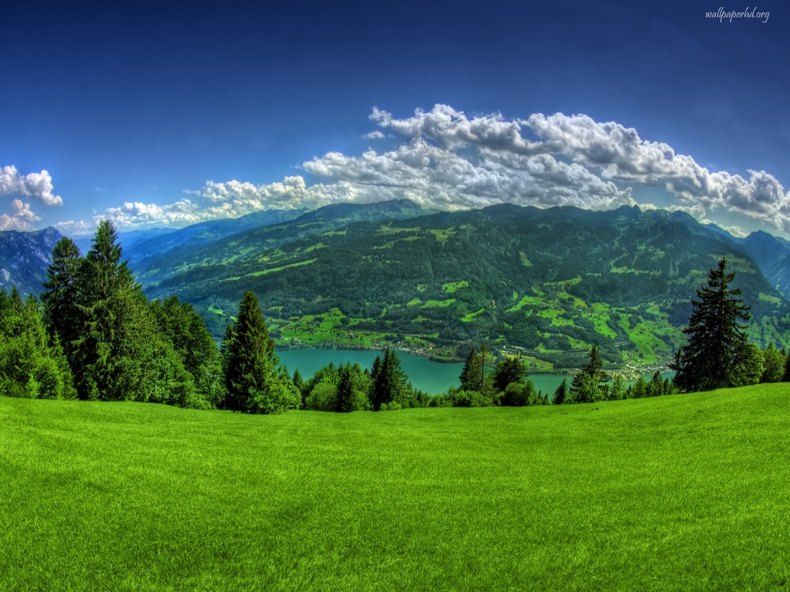 Green Mountain Scenery On Top Wallpaper - Beautiful Mountain - HD Wallpaper 
