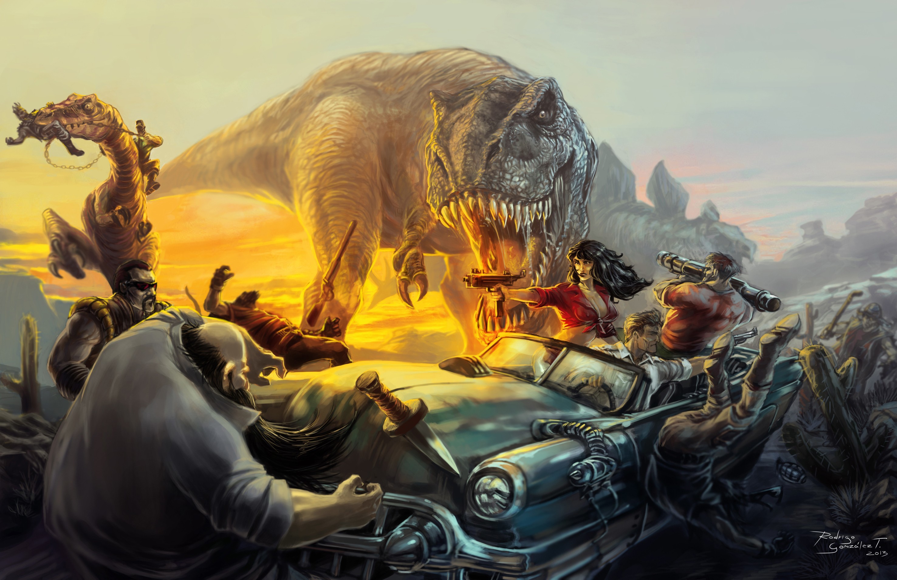 Cadillacs And Dinosaurs Hd Wallpaper - Cadillacs And Dinosaurs - HD Wallpaper 
