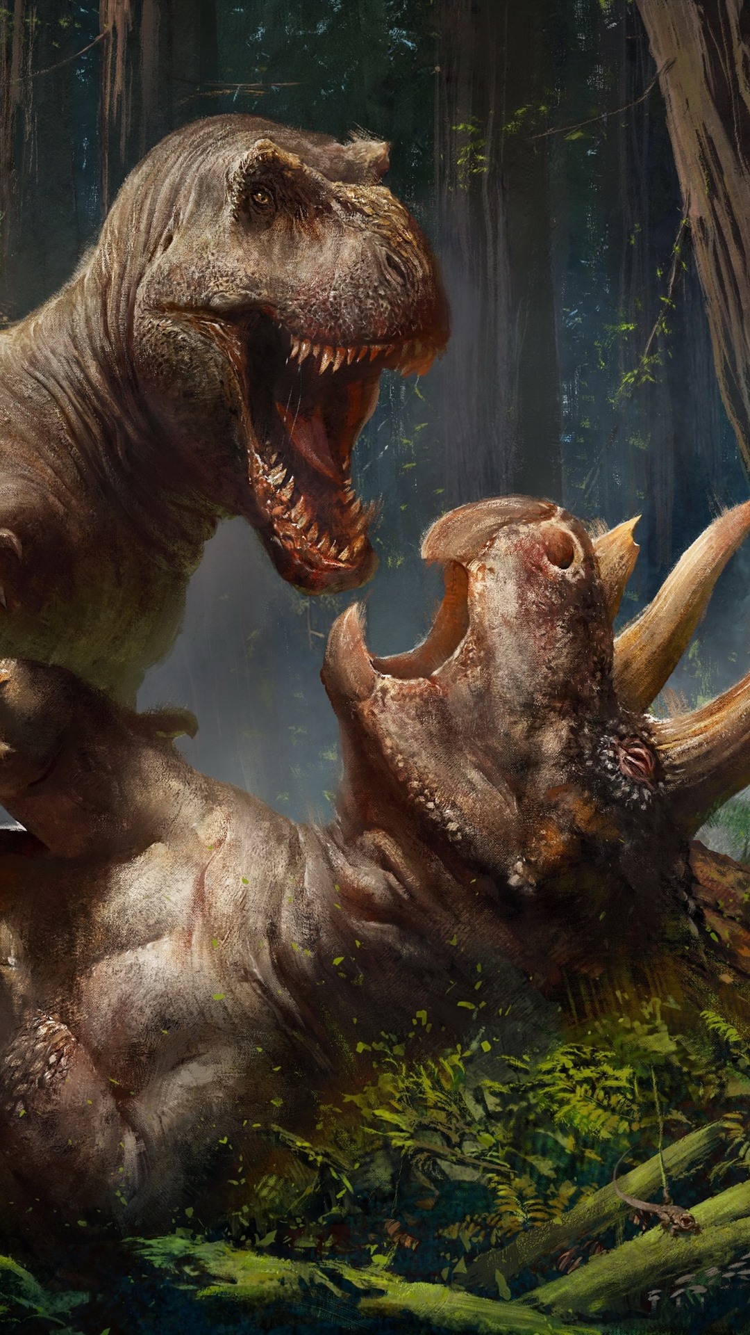 Iphone Wallpaper Prehistoric Animals, Dinosaurs, Triceratops, - T Rex Vs Triceratops - HD Wallpaper 