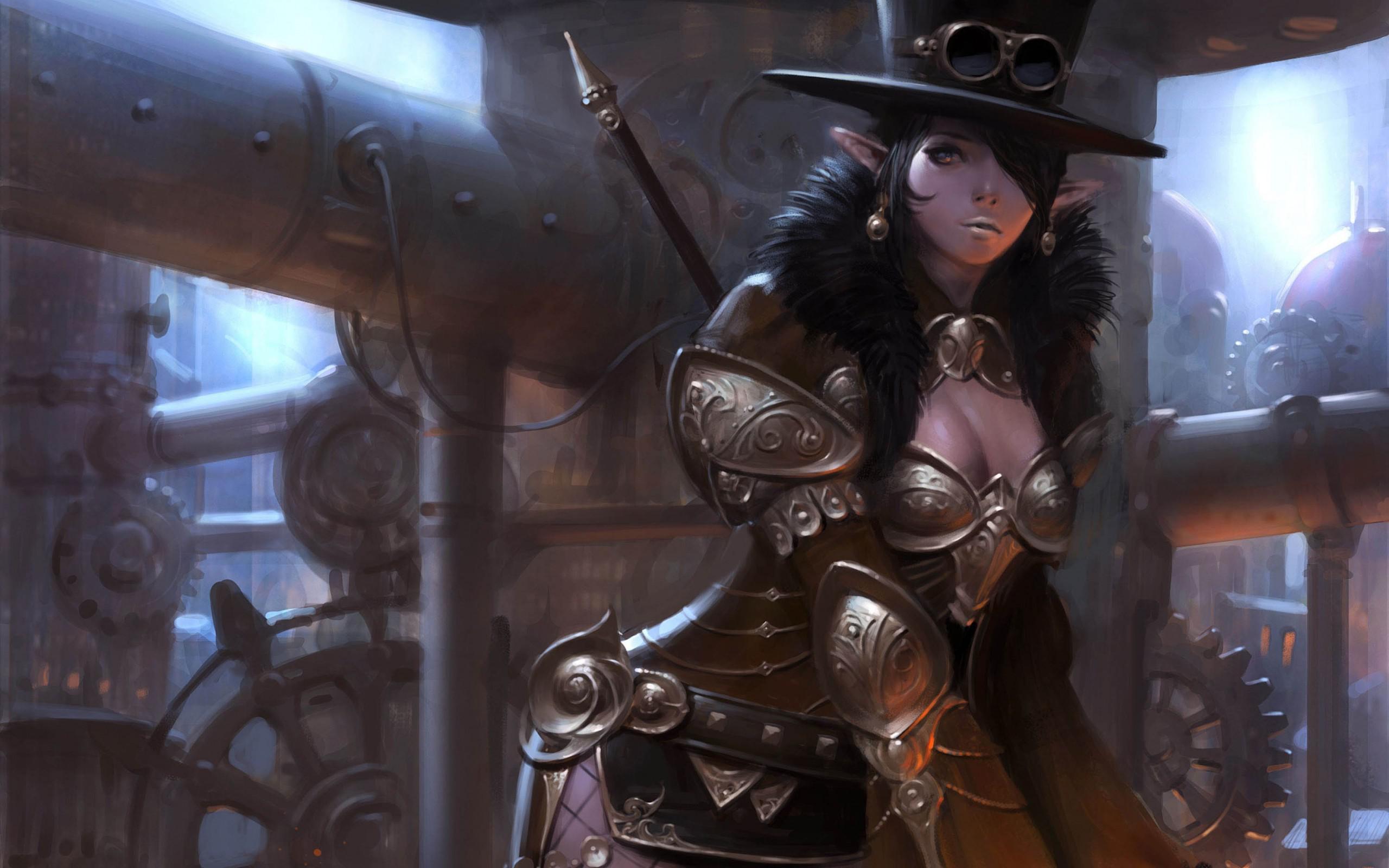 Hd Art Choi Keun Hoon Girl Elf Steampunk Hat Glasses - HD Wallpaper 