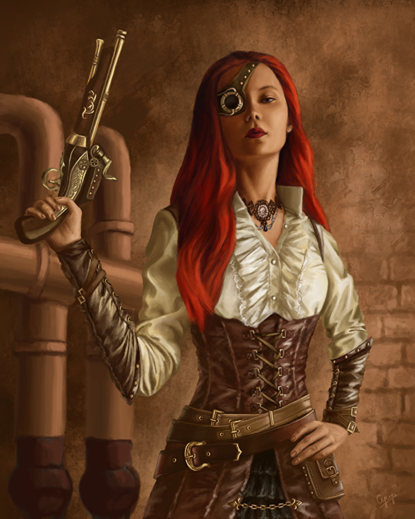 Female Digital Art Steampunk - HD Wallpaper 