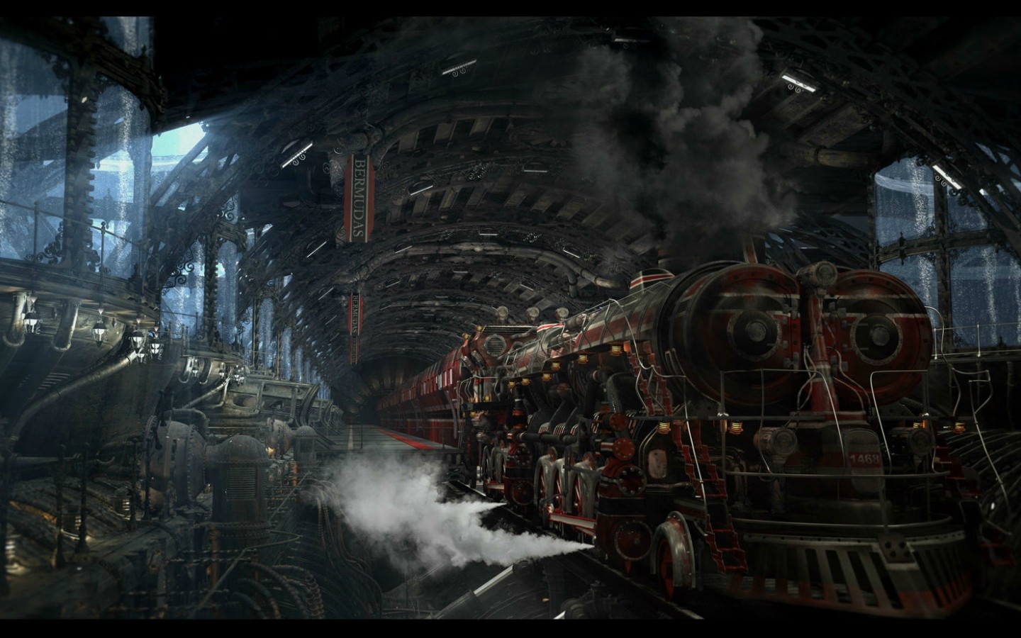 Steampunk Train Station - HD Wallpaper 