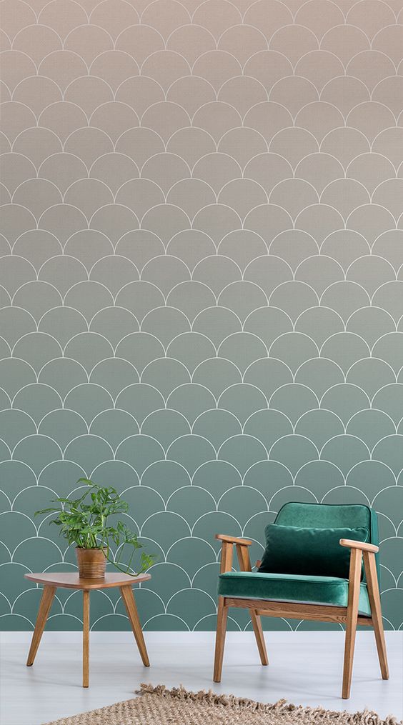 Peach And Green Ombre Wallpaper Designs For Bedroom - Wallpaper - HD Wallpaper 