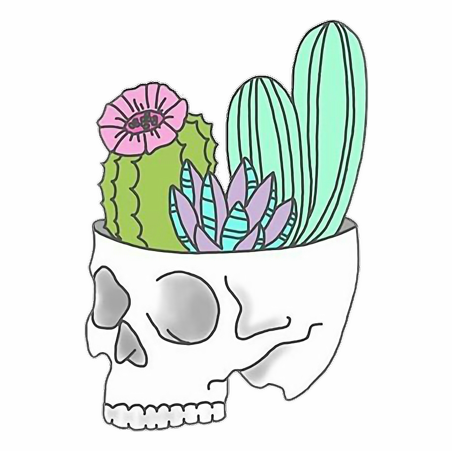Skull Cactus Tumblr Sticker Karla Ctm Png Freetoedit - Stickers Tumblr Png - HD Wallpaper 