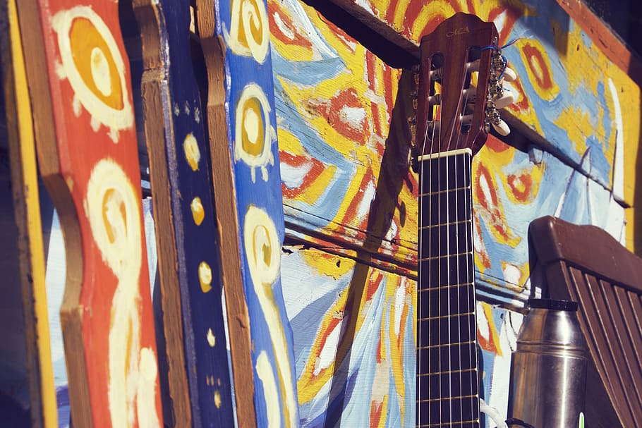 Hippie, Guitar, Colorful, Happy, Summer, Musician, - Music - HD Wallpaper 